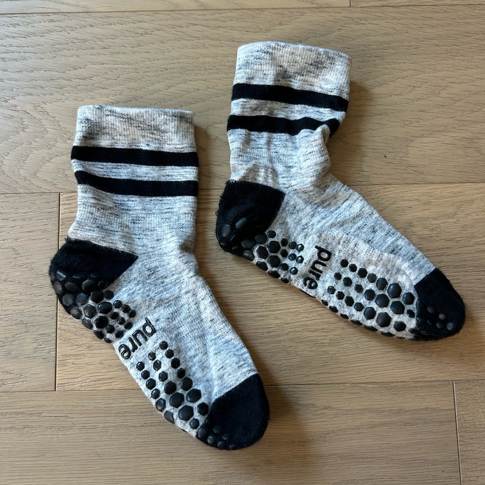 Pure Barre Gray & Black Grip Socks